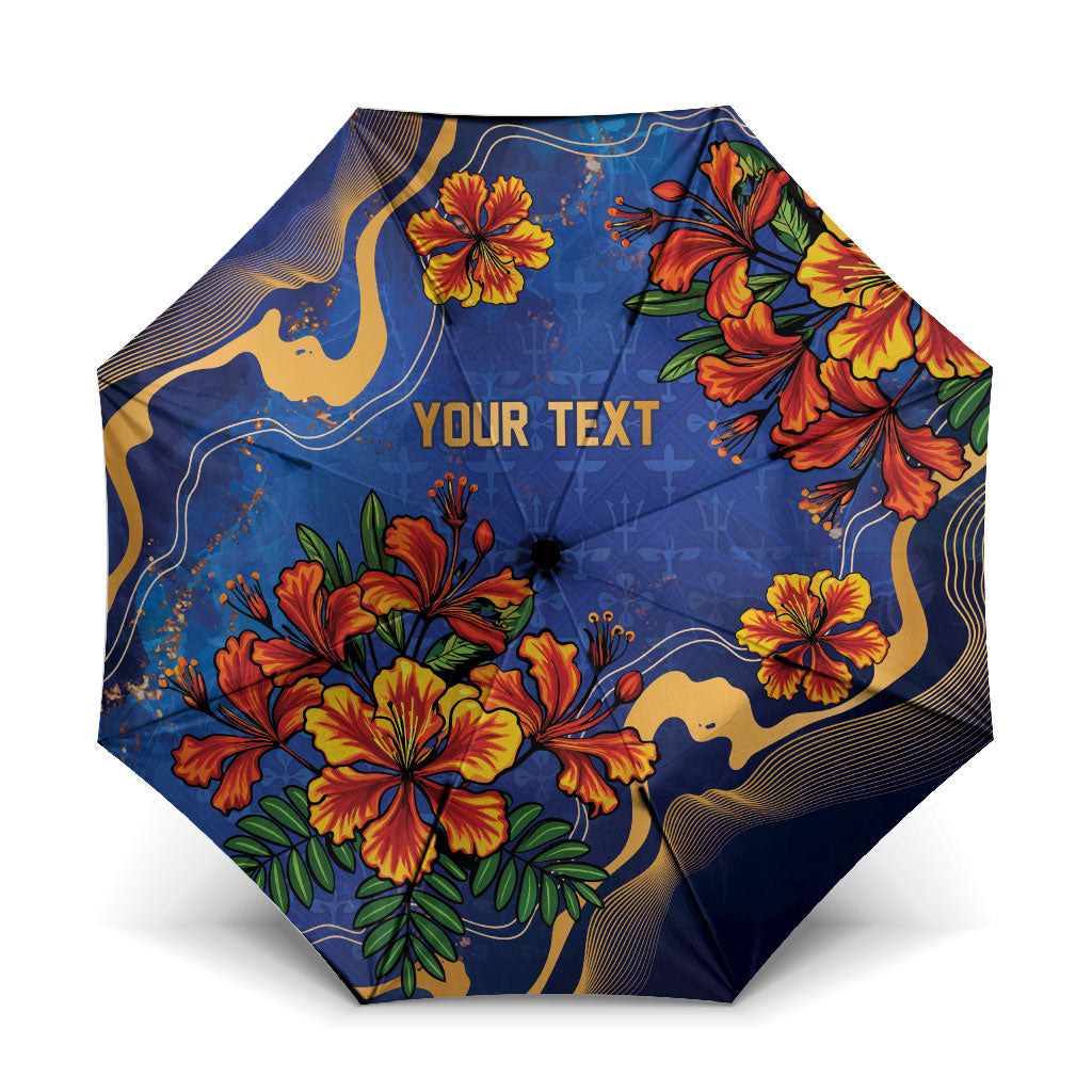 Custom Women’s Cricket Barbados Floral Series Umbrella Royal Blue Pride of Barbados