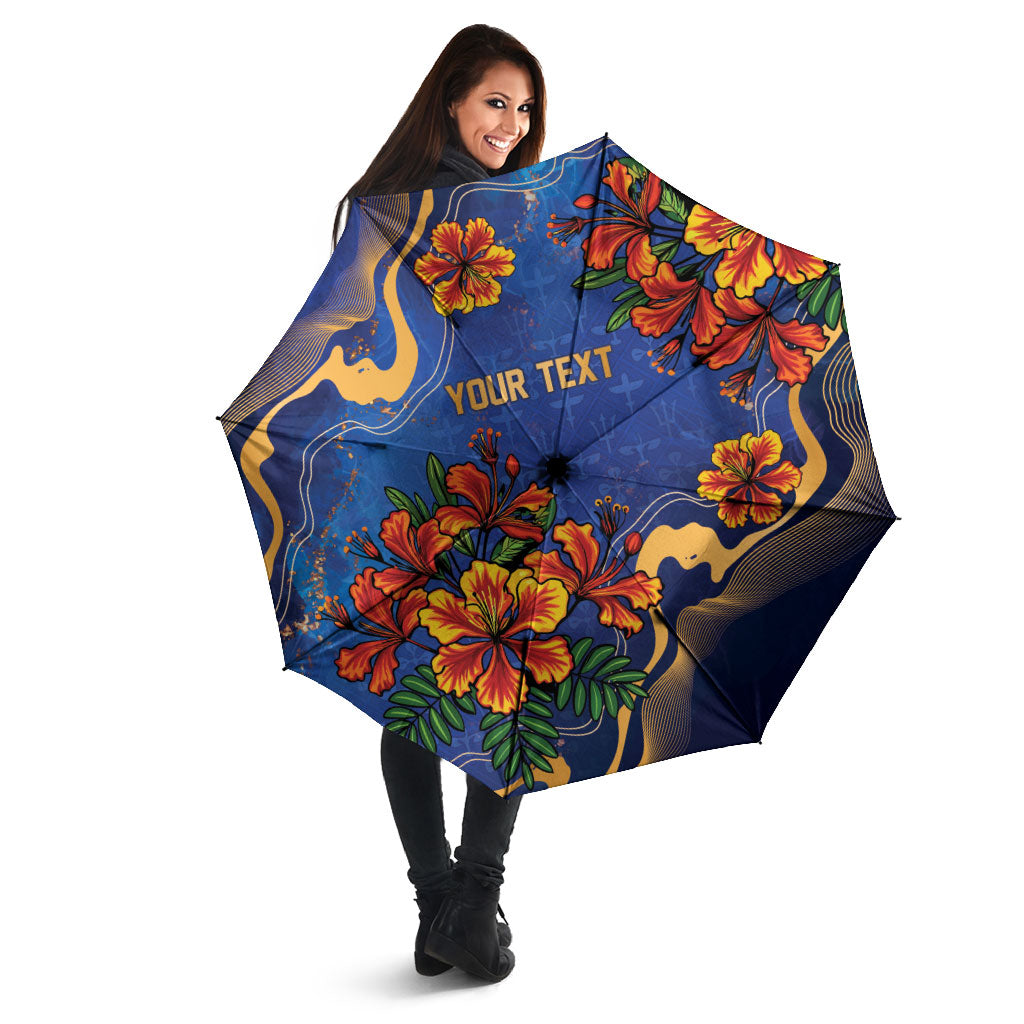 Custom Women’s Cricket Barbados Floral Series Umbrella Royal Blue Pride of Barbados