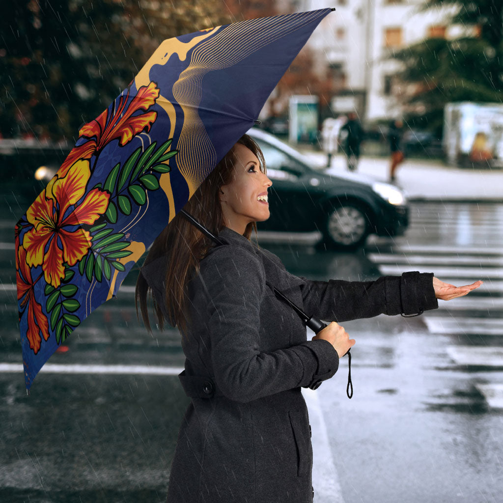 Custom Women’s Cricket Barbados Floral Series Umbrella Royal Blue Pride of Barbados