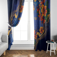 Custom Women’s Cricket Barbados Floral Series Window Curtain Royal Blue Pride of Barbados