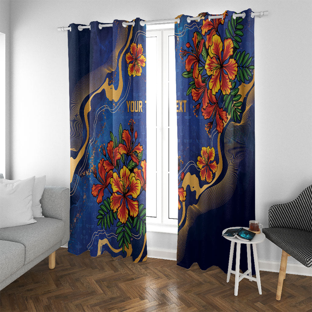 Custom Women’s Cricket Barbados Floral Series Window Curtain Royal Blue Pride of Barbados