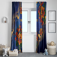 Custom Women’s Cricket Barbados Floral Series Window Curtain Royal Blue Pride of Barbados