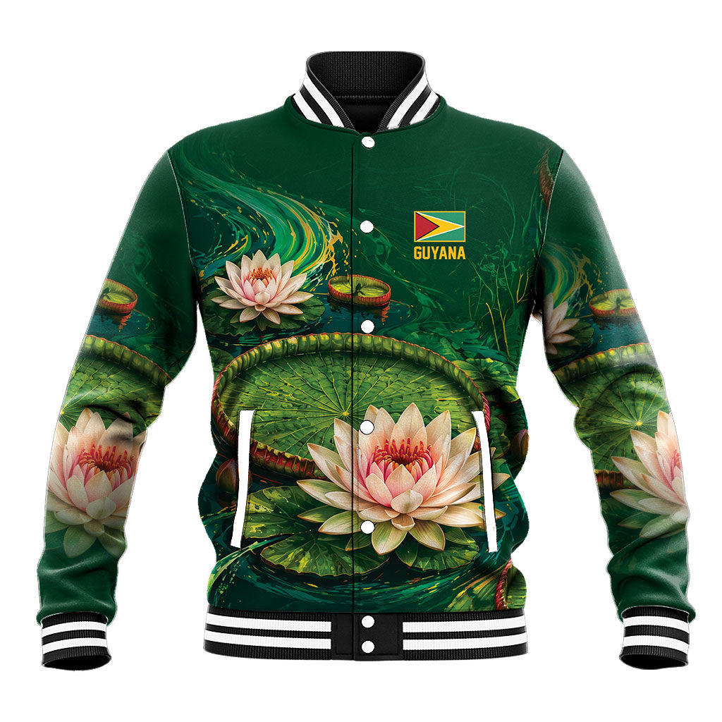 Custom Women’s Cricket Guyana Floral Series Baseball Jacket Victoria Amazonica Giant Water Lily