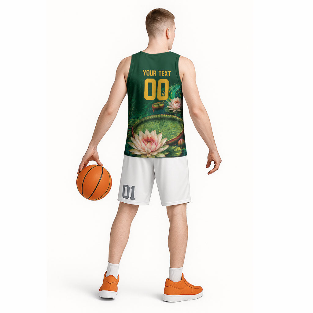 Custom Women’s Cricket Guyana Floral Series Basketball Jersey Victoria Amazonica Giant Water Lily