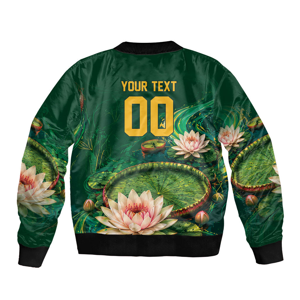 Custom Women’s Cricket Guyana Floral Series Bomber Jacket Victoria Amazonica Giant Water Lily