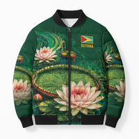 Custom Women’s Cricket Guyana Floral Series Bomber Puffer Jacket Victoria Amazonica Giant Water Lily