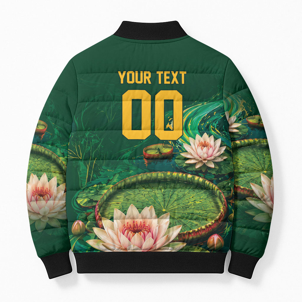 Custom Women’s Cricket Guyana Floral Series Bomber Puffer Jacket Victoria Amazonica Giant Water Lily