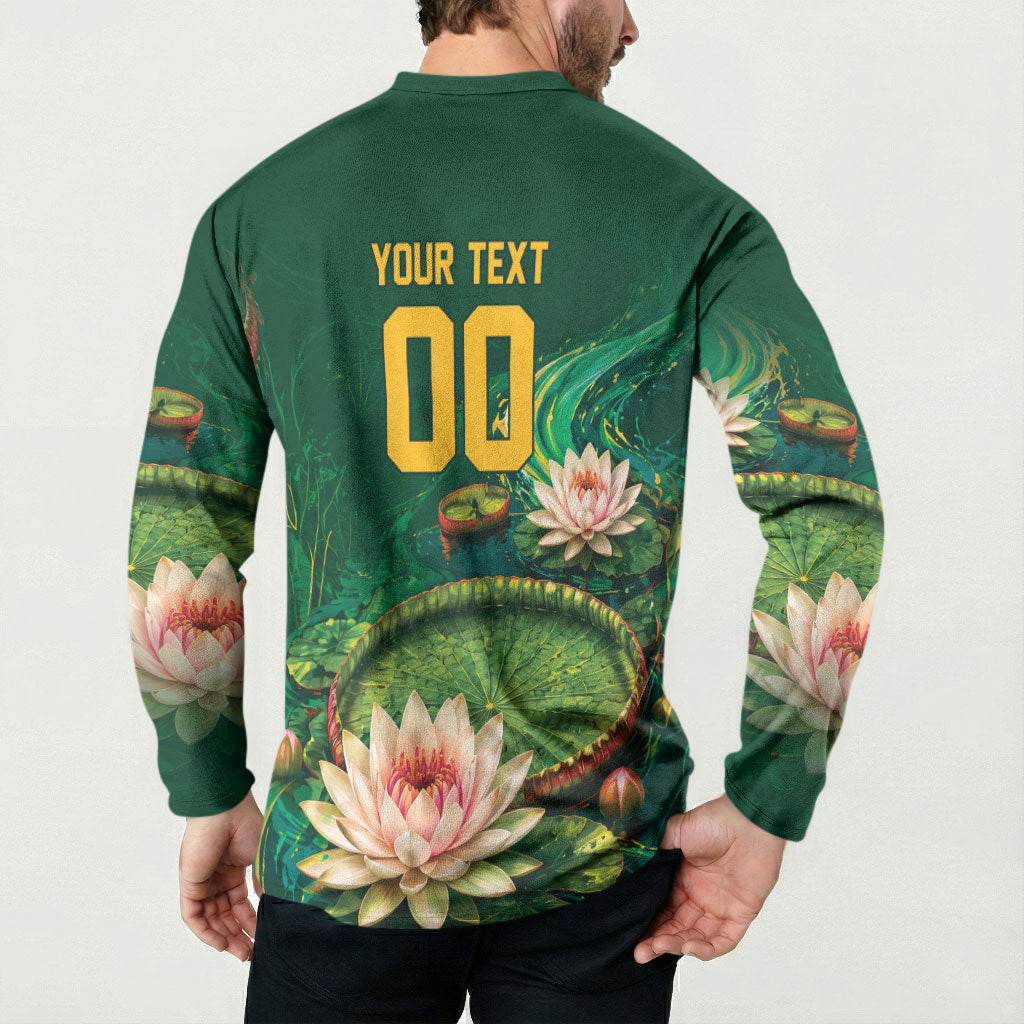 Custom Women’s Cricket Guyana Floral Series Button Sweatshirt Victoria Amazonica Giant Water Lily