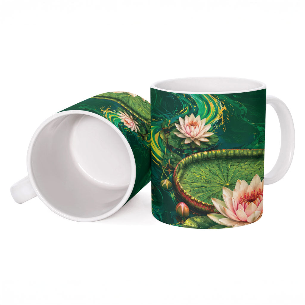 Custom Women’s Cricket Guyana Floral Series Ceramic Mug Victoria Amazonica Giant Water Lily