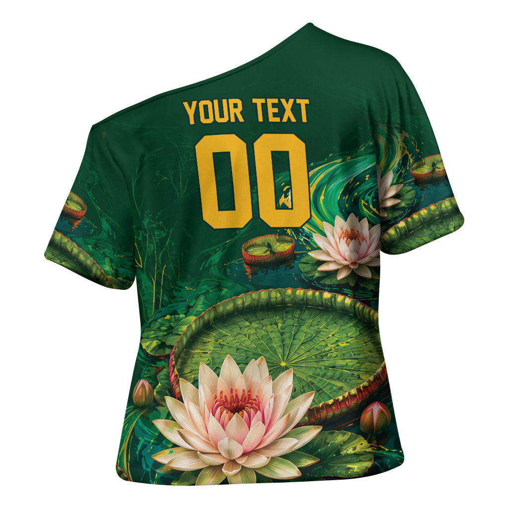 Custom Women’s Cricket Guyana Floral Series Cross Shoulder Shirt Victoria Amazonica Giant Water Lily
