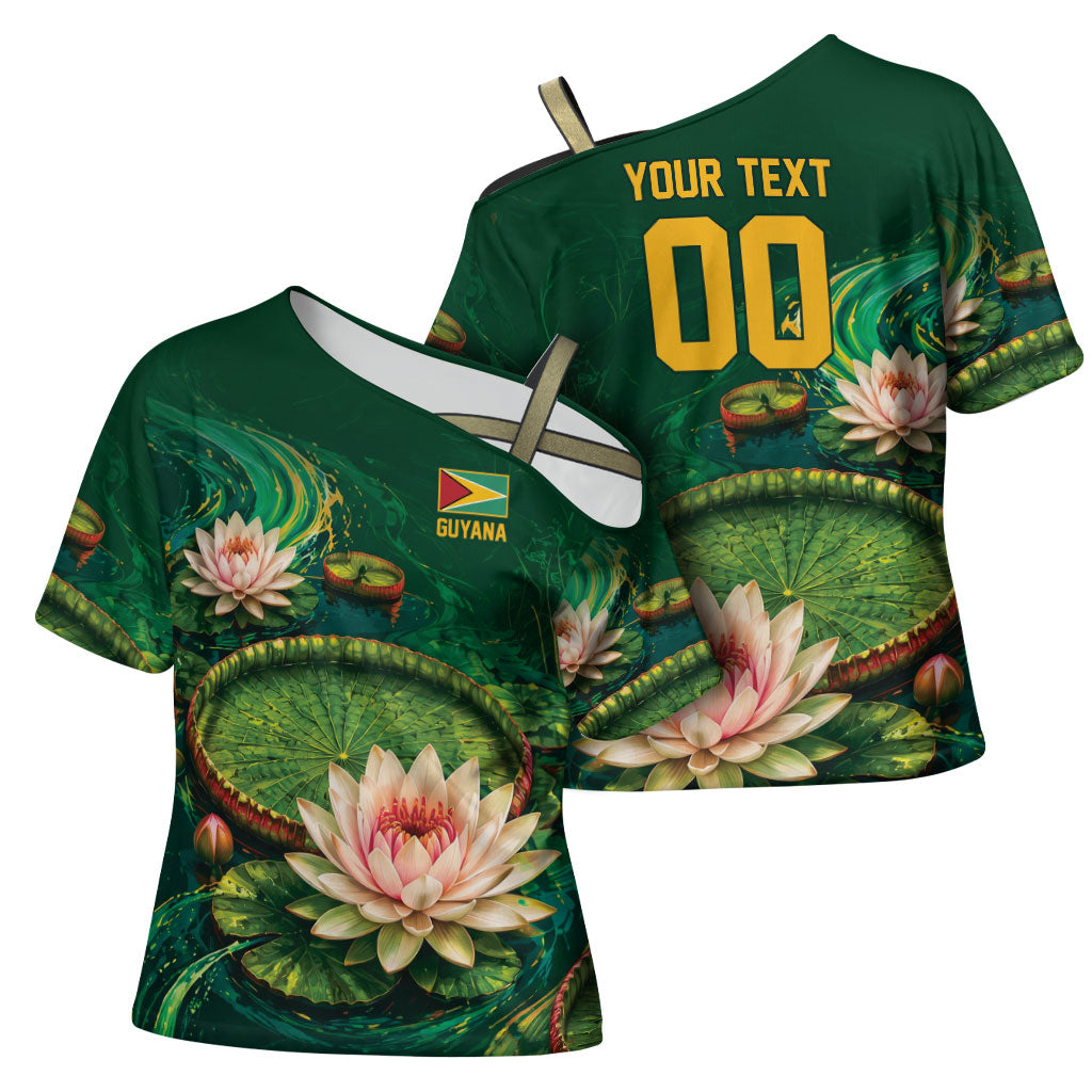 Custom Women’s Cricket Guyana Floral Series Cross Shoulder Shirt Victoria Amazonica Giant Water Lily
