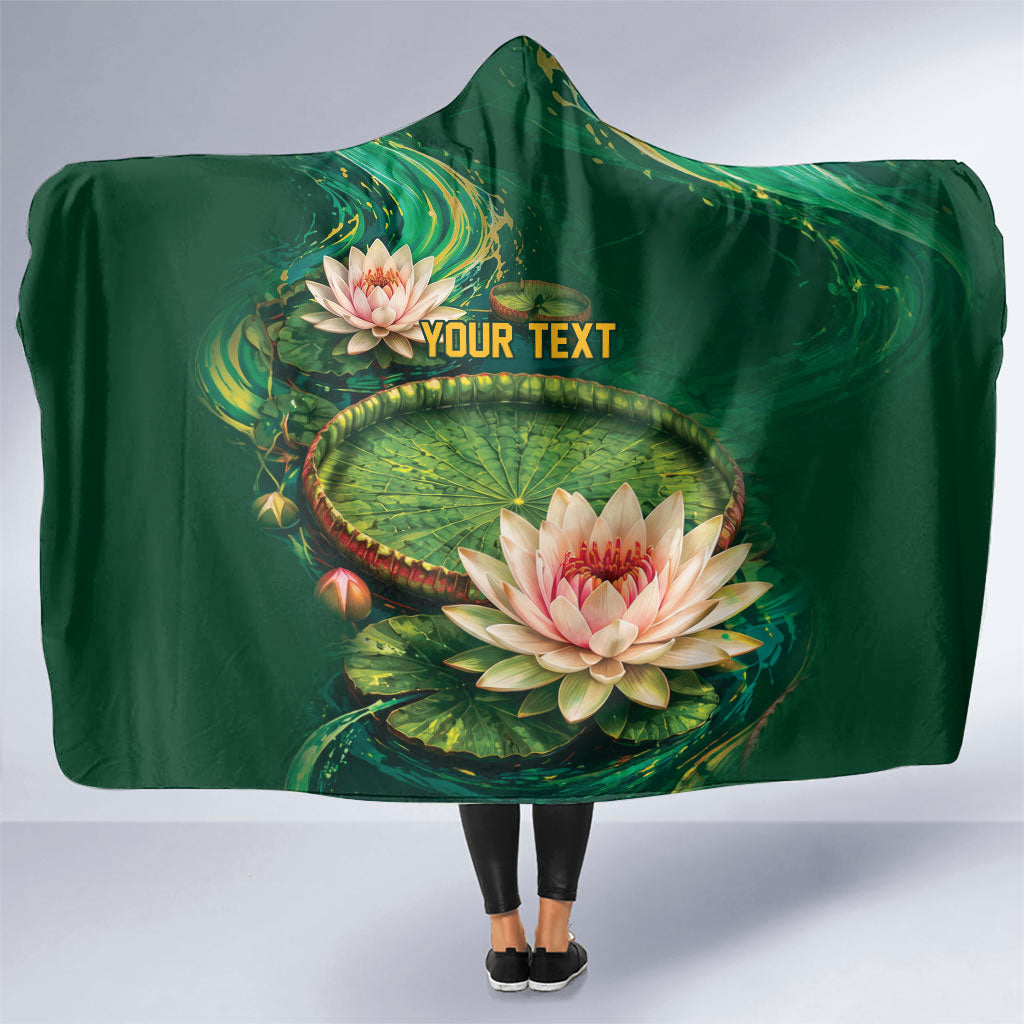 Custom Women’s Cricket Guyana Floral Series Hooded Blanket Victoria Amazonica Giant Water Lily