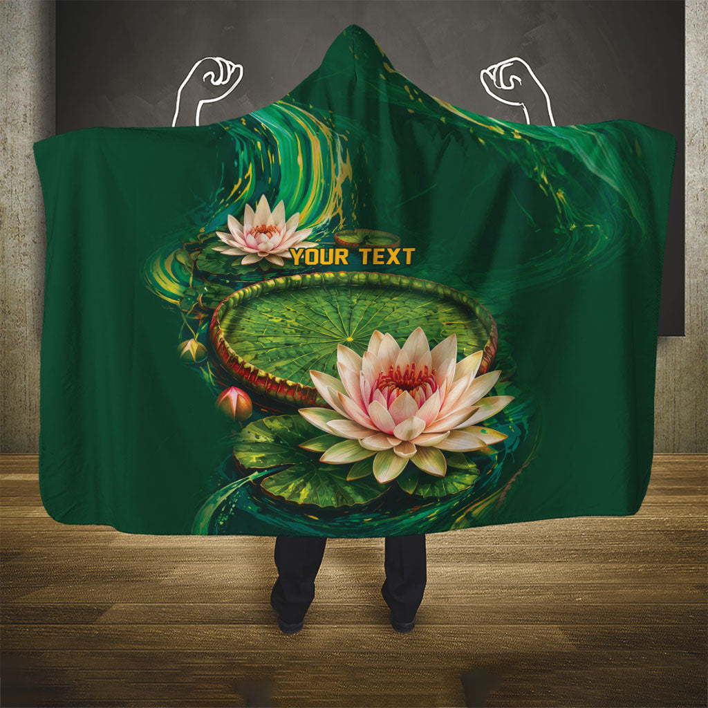 Custom Women’s Cricket Guyana Floral Series Hooded Blanket Victoria Amazonica Giant Water Lily