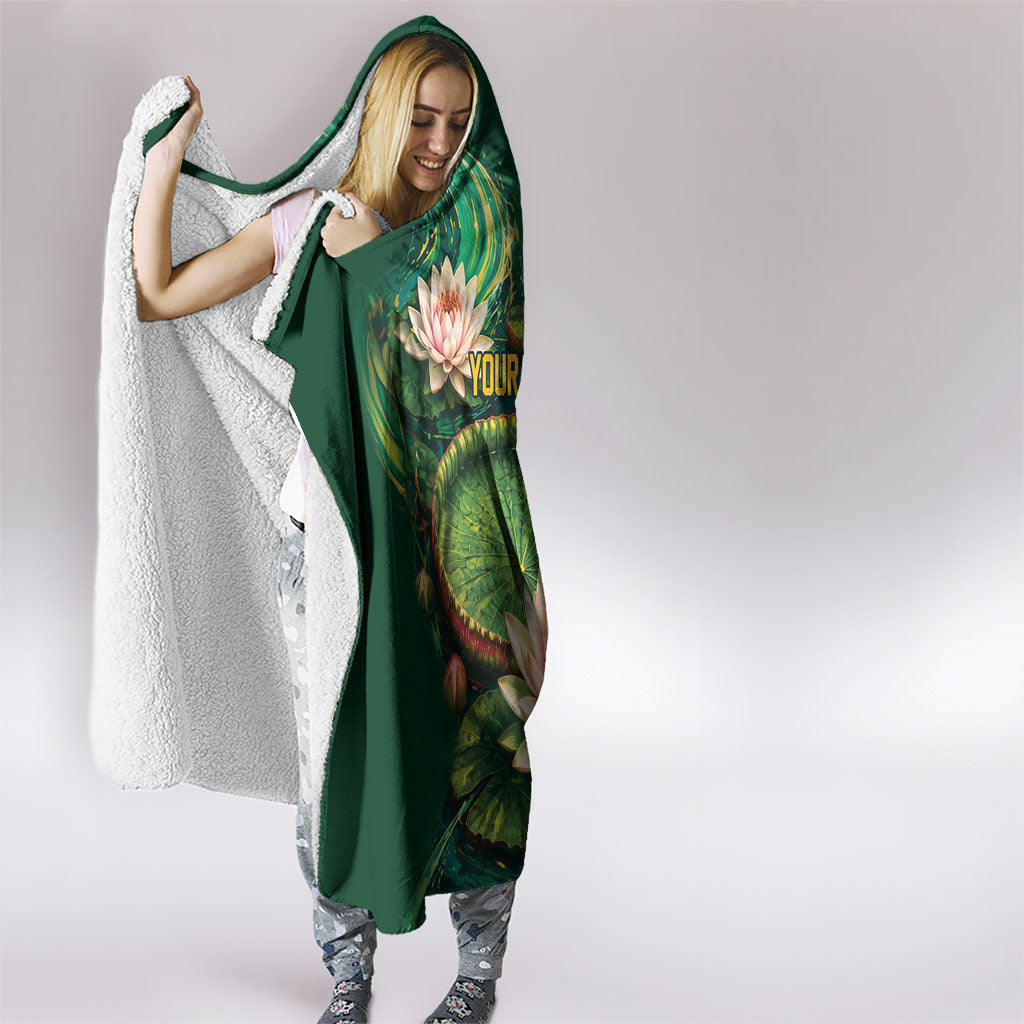 Custom Women’s Cricket Guyana Floral Series Hooded Blanket Victoria Amazonica Giant Water Lily