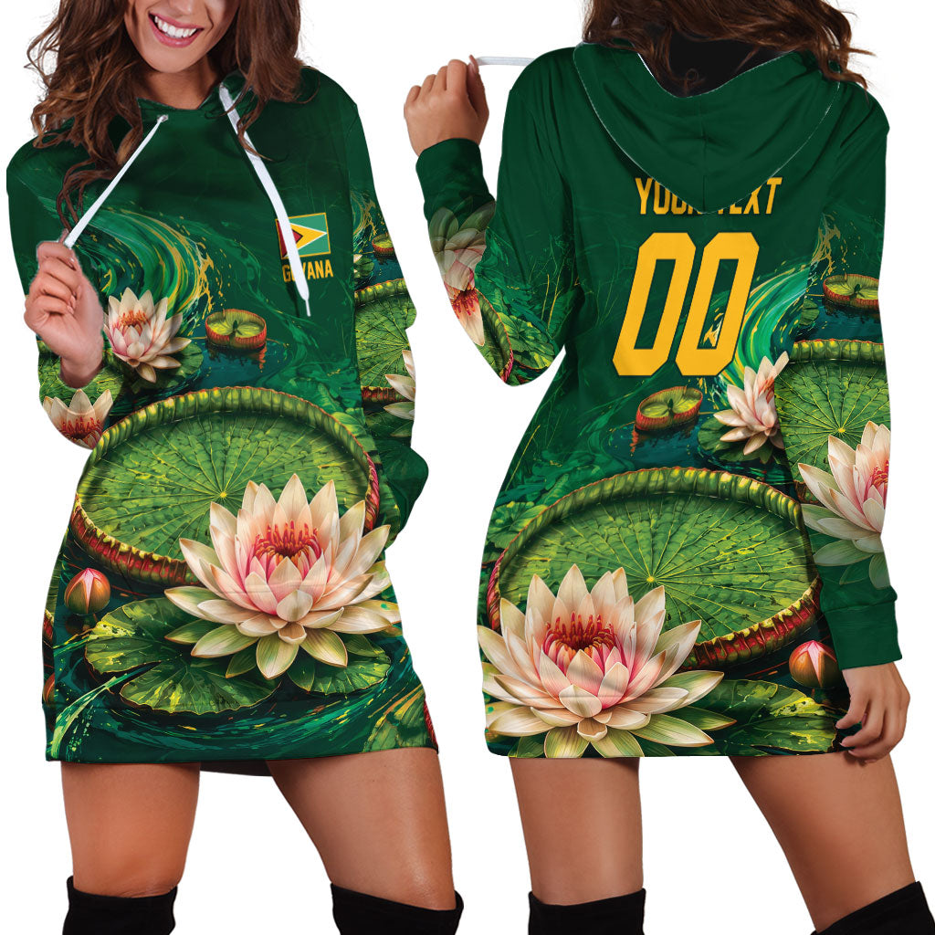 Custom Women’s Cricket Guyana Floral Series Hoodie Dress Victoria Amazonica Giant Water Lily