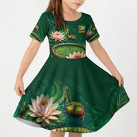 Custom Women’s Cricket Guyana Floral Series Kid Short Sleeve Dress Victoria Amazonica Giant Water Lily