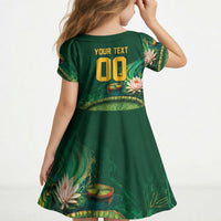 Custom Women’s Cricket Guyana Floral Series Kid Short Sleeve Dress Victoria Amazonica Giant Water Lily