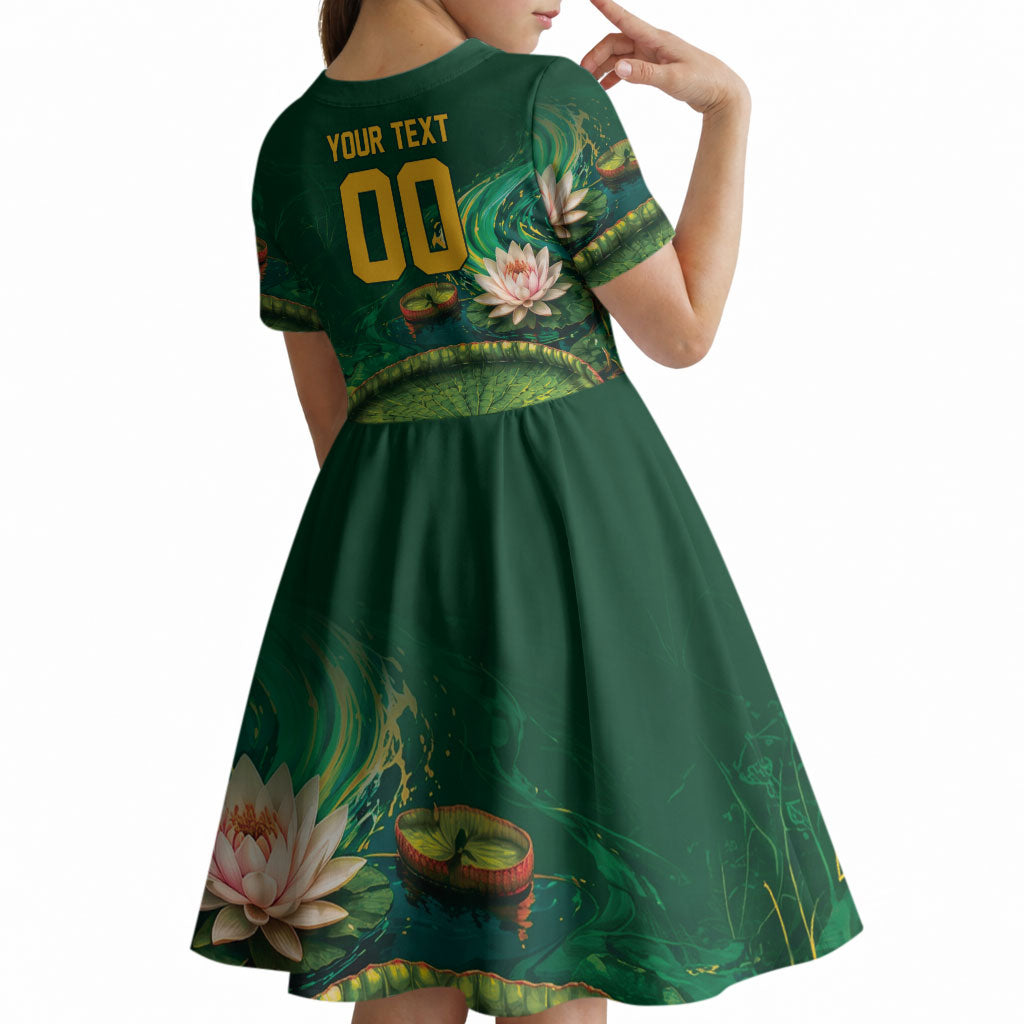Custom Women’s Cricket Guyana Floral Series Kid Short Sleeve Dress Victoria Amazonica Giant Water Lily