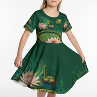 Custom Women’s Cricket Guyana Floral Series Kid Short Sleeve Dress Victoria Amazonica Giant Water Lily