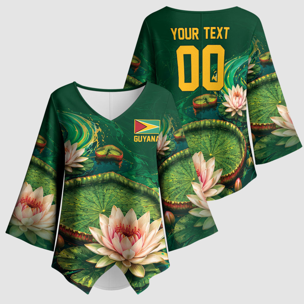 Custom Women’s Cricket Guyana Floral Series Kimono Sleeve Blouse Victoria Amazonica Giant Water Lily