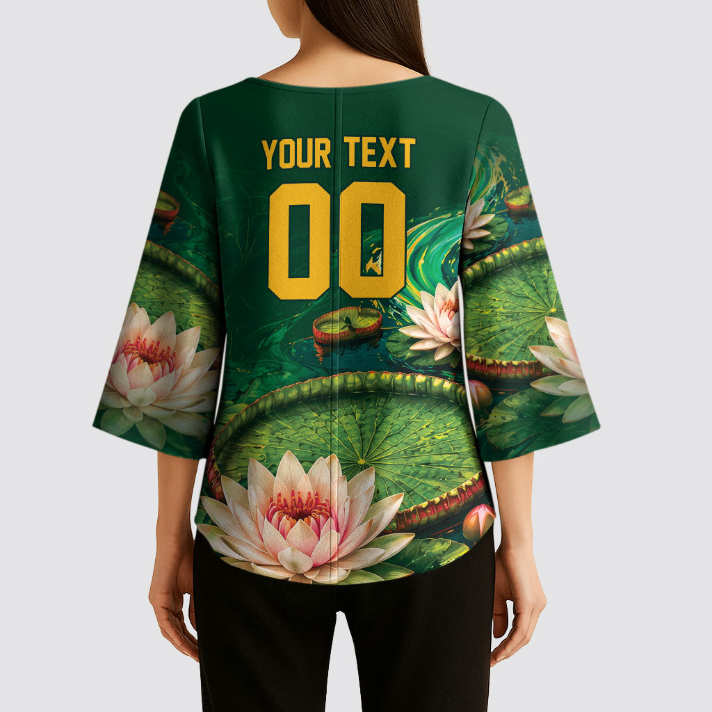 Custom Women’s Cricket Guyana Floral Series Kimono Sleeve Blouse Victoria Amazonica Giant Water Lily