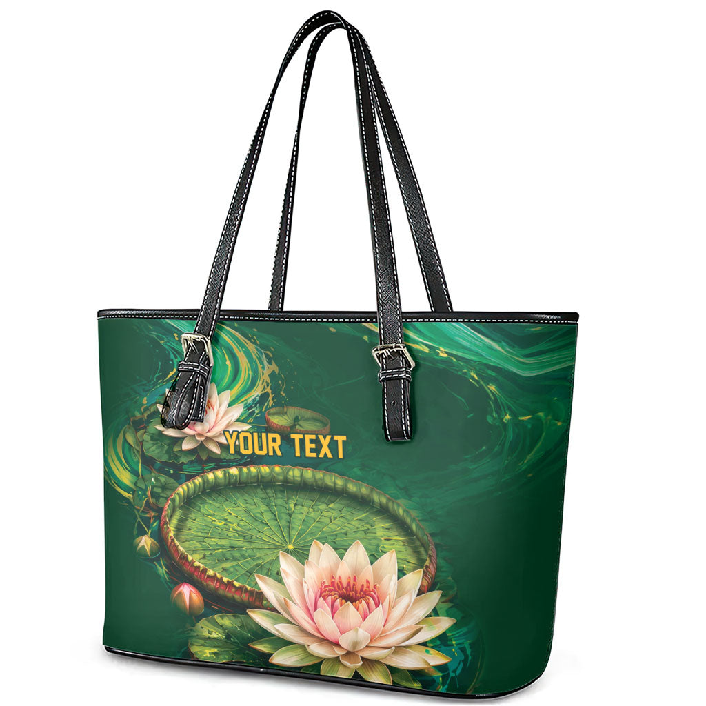 Custom Women’s Cricket Guyana Floral Series Leather Tote Bag Victoria Amazonica Giant Water Lily