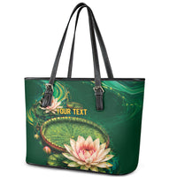 Custom Women’s Cricket Guyana Floral Series Leather Tote Bag Victoria Amazonica Giant Water Lily