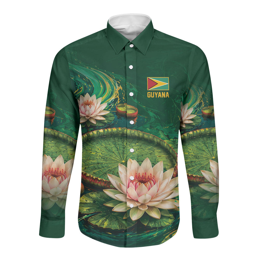Custom Women’s Cricket Guyana Floral Series Long Sleeve Button Shirt Victoria Amazonica Giant Water Lily