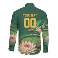 Custom Women’s Cricket Guyana Floral Series Long Sleeve Button Shirt Victoria Amazonica Giant Water Lily