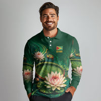 Custom Women’s Cricket Guyana Floral Series Long Sleeve Polo Shirt Victoria Amazonica Giant Water Lily