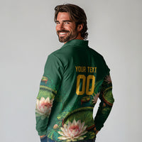 Custom Women’s Cricket Guyana Floral Series Long Sleeve Polo Shirt Victoria Amazonica Giant Water Lily