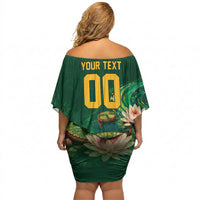 Custom Women’s Cricket Guyana Floral Series Off Shoulder Short Dress Victoria Amazonica Giant Water Lily