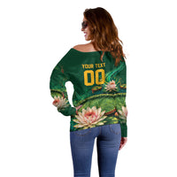 Custom Women’s Cricket Guyana Floral Series Off Shoulder Sweater Victoria Amazonica Giant Water Lily