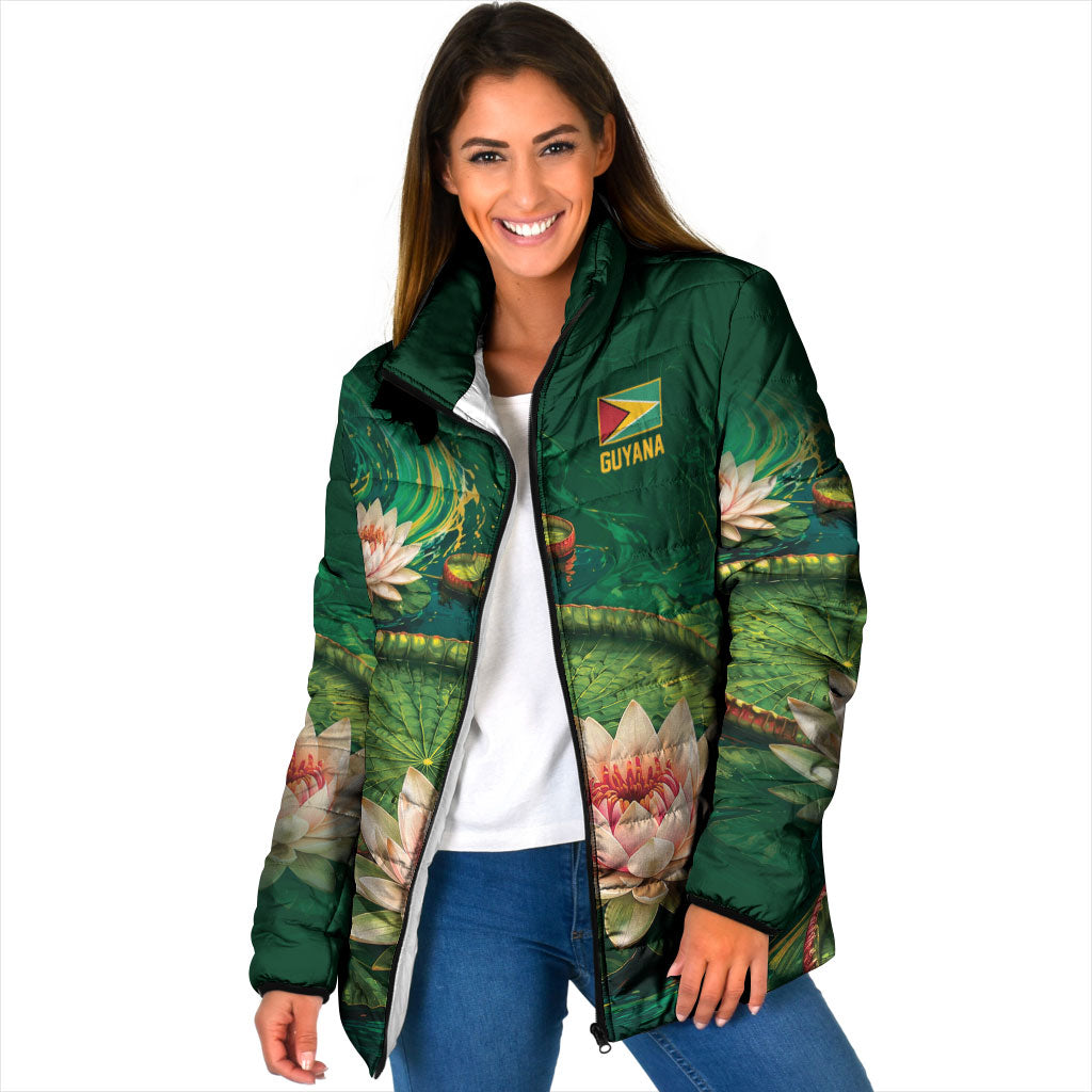 Custom Women’s Cricket Guyana Floral Series Padded Jacket Victoria Amazonica Giant Water Lily