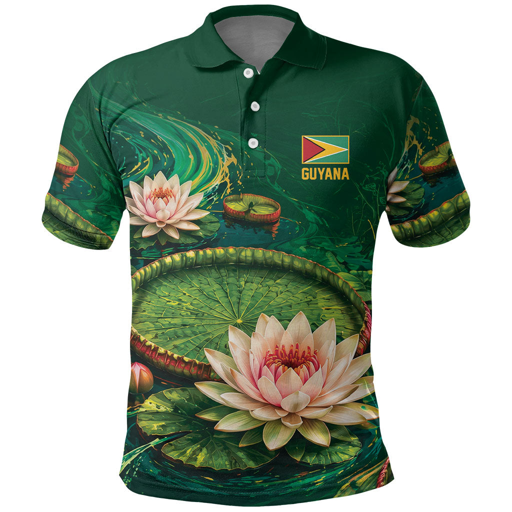 Custom Women’s Cricket Guyana Floral Series Polo Shirt Victoria Amazonica Giant Water Lily