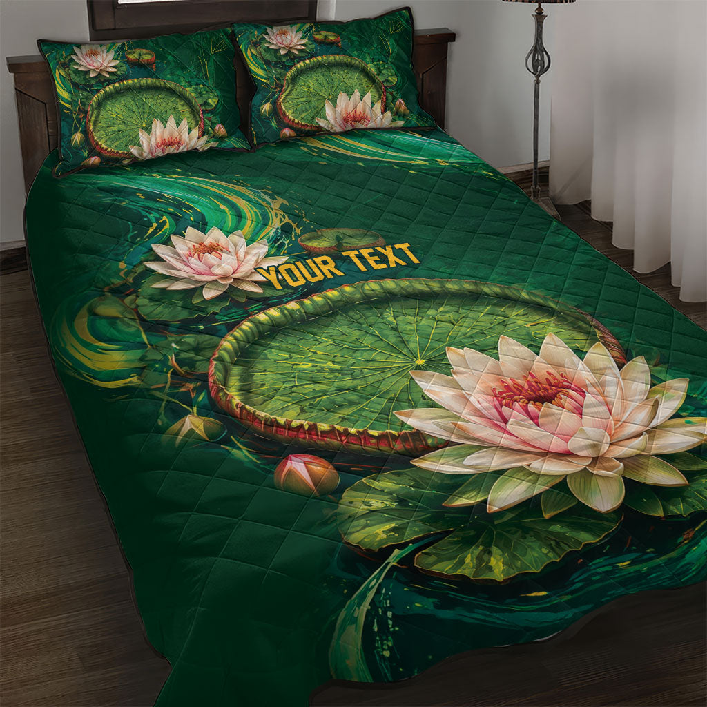 Custom Women’s Cricket Guyana Floral Series Quilt Bed Set Victoria Amazonica Giant Water Lily