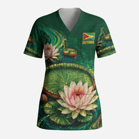 Custom Women’s Cricket Guyana Floral Series Scrub Top Victoria Amazonica Giant Water Lily