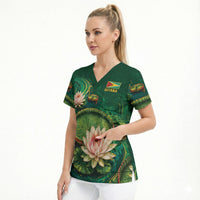 Custom Women’s Cricket Guyana Floral Series Scrub Top Victoria Amazonica Giant Water Lily