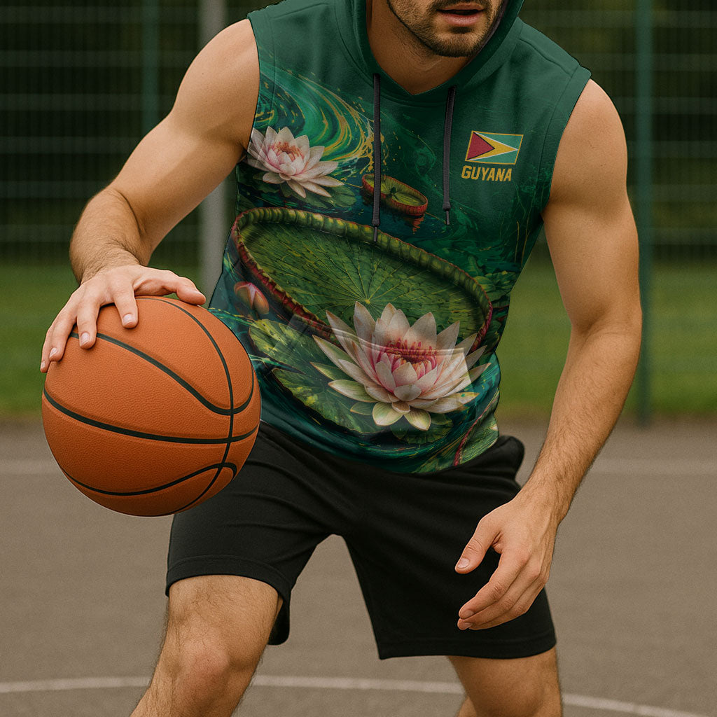 Custom Women’s Cricket Guyana Floral Series Sleeveless Hoodie Victoria Amazonica Giant Water Lily