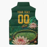 Custom Women’s Cricket Guyana Floral Series Sleeveless Puffer Jacket Victoria Amazonica Giant Water Lily