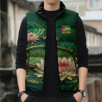Custom Women’s Cricket Guyana Floral Series Sleeveless Puffer Jacket Victoria Amazonica Giant Water Lily