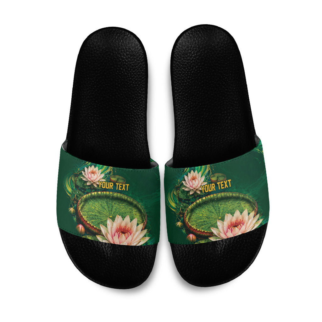 Custom Women’s Cricket Guyana Floral Series Slide Sandals Victoria Amazonica Giant Water Lily