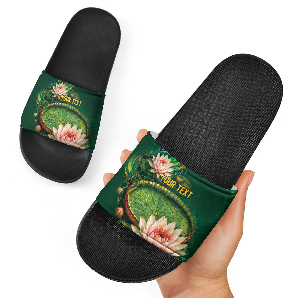 Custom Women’s Cricket Guyana Floral Series Slide Sandals Victoria Amazonica Giant Water Lily