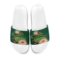 Custom Women’s Cricket Guyana Floral Series Slide Sandals Victoria Amazonica Giant Water Lily