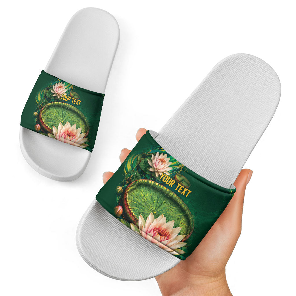 Custom Women’s Cricket Guyana Floral Series Slide Sandals Victoria Amazonica Giant Water Lily
