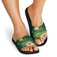 Custom Women’s Cricket Guyana Floral Series Slide Sandals Victoria Amazonica Giant Water Lily