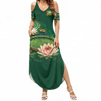 Custom Women’s Cricket Guyana Floral Series Summer Maxi Dress Victoria Amazonica Giant Water Lily
