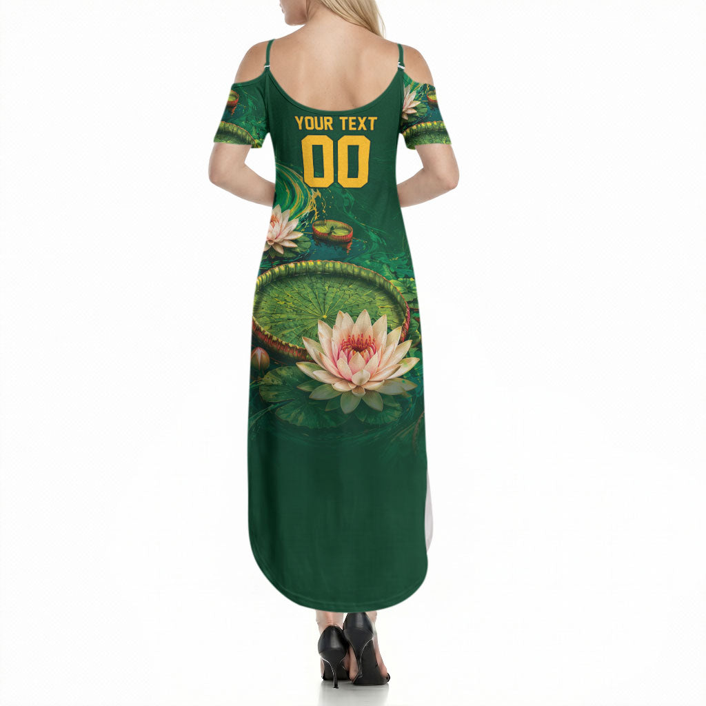 Custom Women’s Cricket Guyana Floral Series Summer Maxi Dress Victoria Amazonica Giant Water Lily