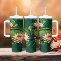Custom Women’s Cricket Guyana Floral Series Tumbler With Handle Victoria Amazonica Giant Water Lily