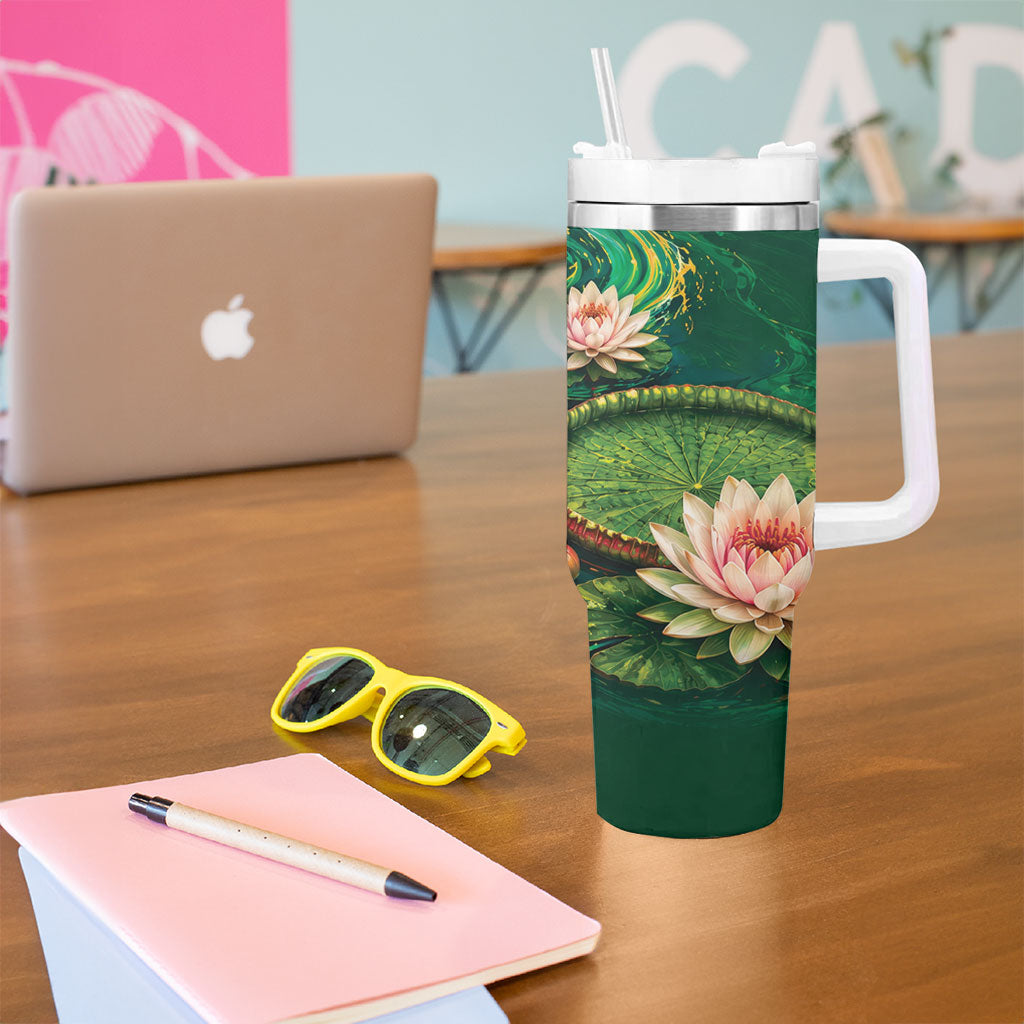 Custom Women’s Cricket Guyana Floral Series Tumbler With Handle Victoria Amazonica Giant Water Lily